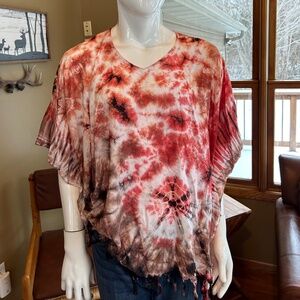 Boho / Tie Dye Top or Swim Cover Up Hippie Costume ONE SIZE FITS MOST up to XL